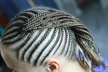 Baş, kanekal olmadan onların saç ince Afrika pigtails