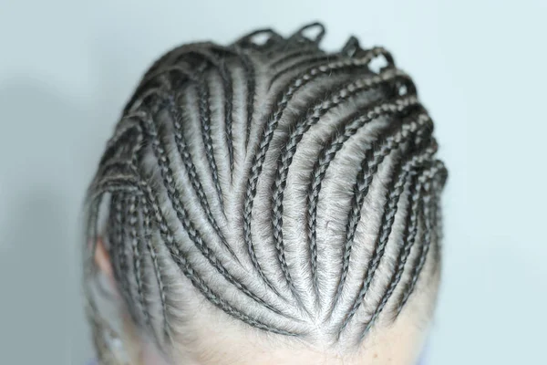 African Braids Hair Texture Thin Plaits Kanekalo Many Braids Kanekalon — Stock Photo, Image