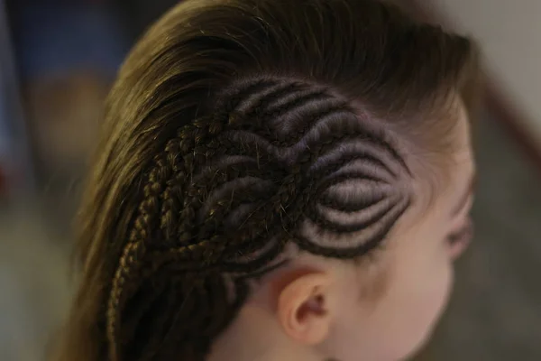 Textura Las Coletas Del Pelo Rizos Peinado Resultado Del Trabajo — Foto de Stock