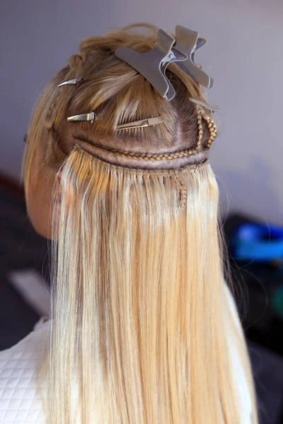 Extensions Cheveux Couture Ferme Hollywood Accumulation Avec Queue Cochon — Photo