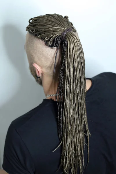 Dreadlocks Head Man White Background Artificial Dreadlocks African Style Haircut — Stock Photo, Image