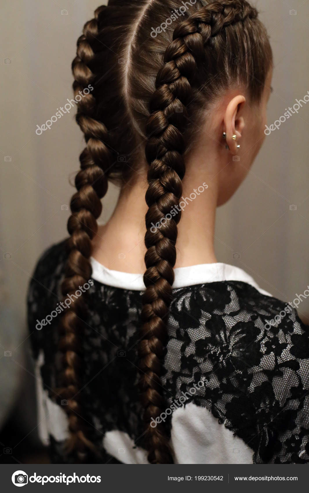 Girl Haircut Two Pigtails White Background Close Hairstyle Visas Stock  Photo by ©gorgeoussab1 199230542