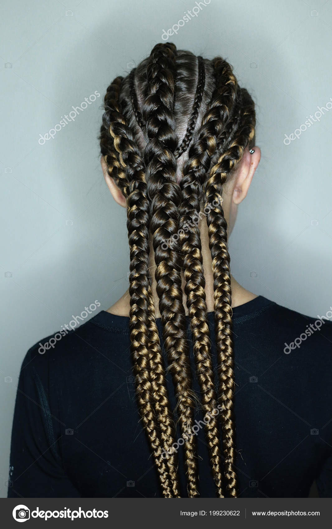African Hair Style European Hair Thick Thin Plaits Ranks Hair Stock Photo  by ©gorgeoussab1 199230622