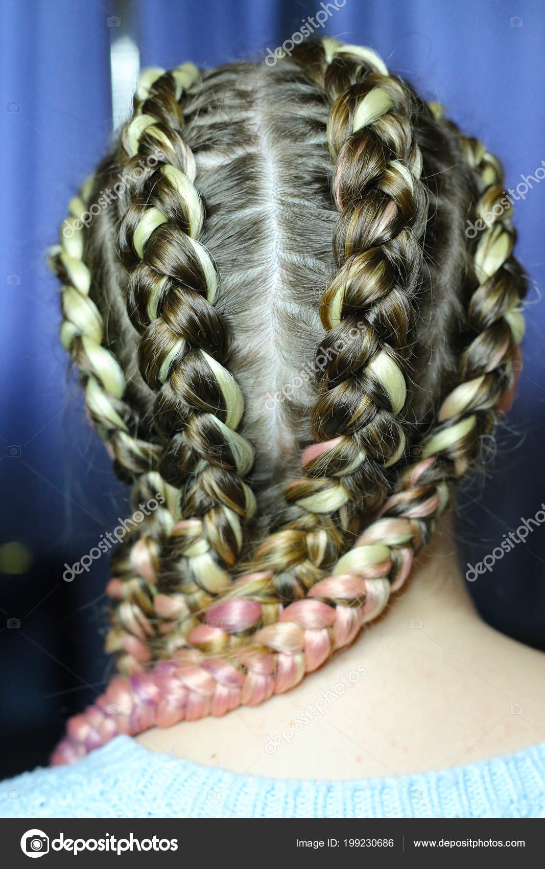 Hairstyle Thick Braids Kanekalon Girl Five Braids Interlacing
