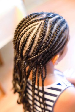 the girl is braided from her own hair clipart