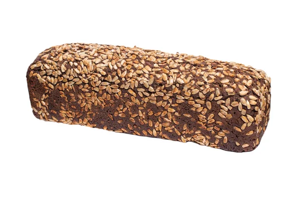 Pane di segale con semi, pane integrale su fondo bianco — Foto Stock