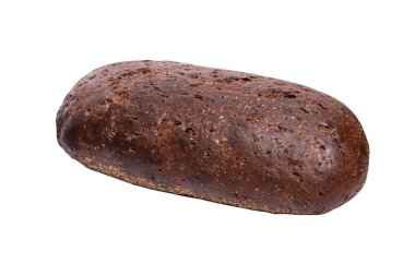 Tohumlu çavdar ekmeği, beyaz arka planda tam tahıllı ekmek