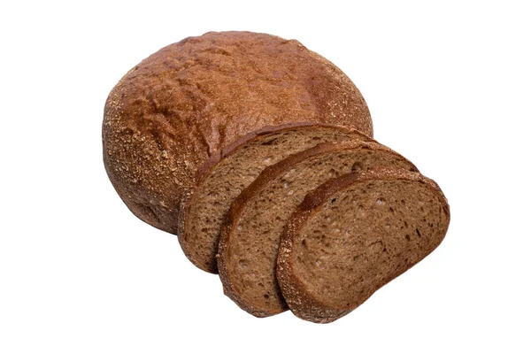 Roti gandum yang diiris segar pada latar belakang putih — Stok Foto