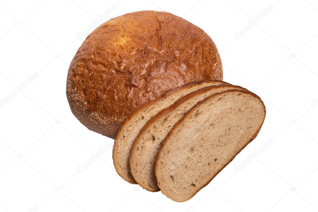 Fresh sliced wheat bread on white background