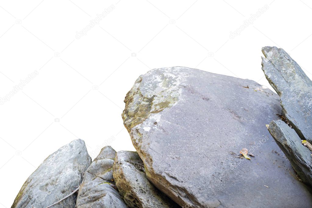 Rocky cliff at a park isolated on a white background