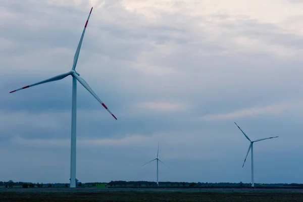 the wind farm in the evening