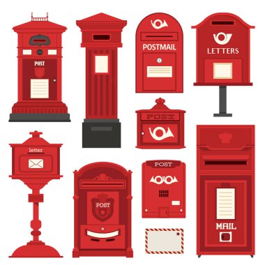 Kırmızı Postboxes ve Letterboxes simgeler