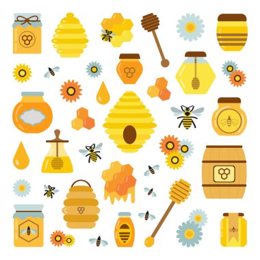 Organik bal ürünleri Icon Set