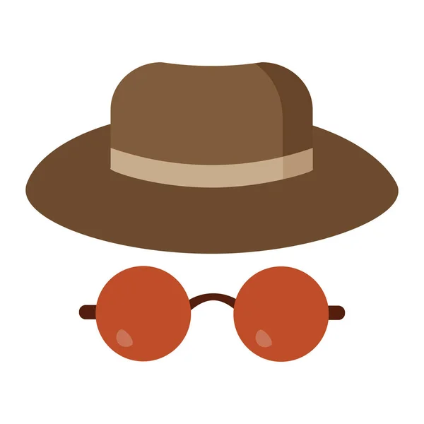 Hombre Detective Sombrero y Gafas — Vector de stock