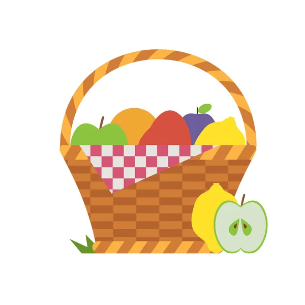 Panier de légumes pique-nique couverture d'esprit — Image vectorielle