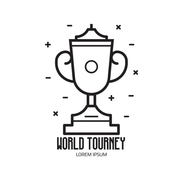World Competition Logo Template Trophy Cup Icon Line Art Winner — Stock Vector