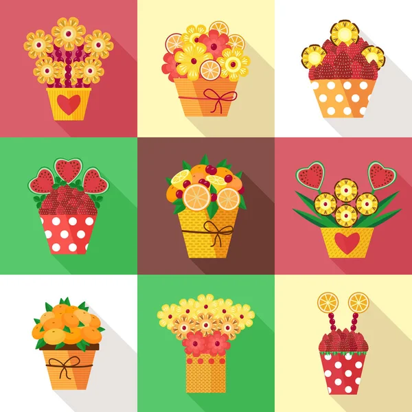Fruits en fleurs Bouquets — Image vectorielle