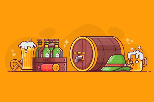 Cerveza artesanal, Oktoberfest y concepto de cervecería — Vector de stock