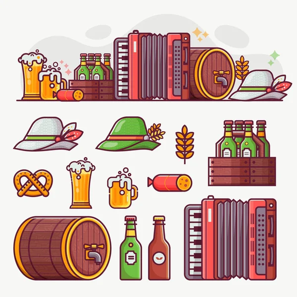 Het brouwen en bier Festivals Icon Set — Stockvector