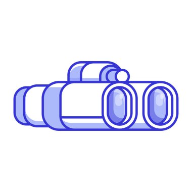 Yeşil dürbün vektör çizim 2d perspektif içinde. Beyaz arka plan üzerinde izole klasik dürbün simgesi.