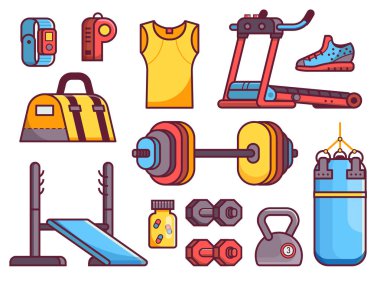 Spor salonu ve Fitness Icon Set