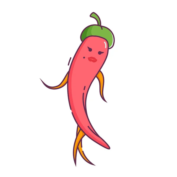 Red Hot Chili Pimenta personagem vegetal da menina — Vetor de Stock