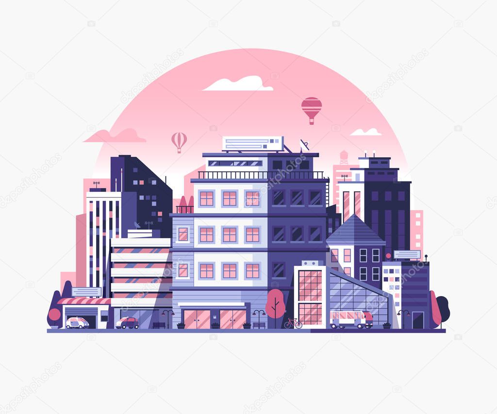 Modern City Metropolis Flat Illustration