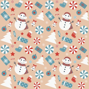 Yılbaşı kardan adam ile seamless modeli