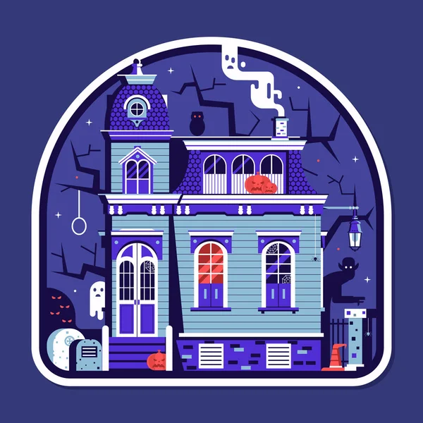 Spooky House Halloween Sticker — Stock Vector