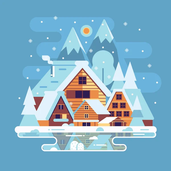 Paysage rural d'hiver — Image vectorielle