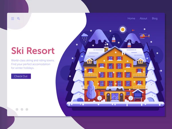 Station de ski Landing Page — Image vectorielle