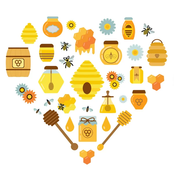 Conjunto de ícones de produtos orgânicos de mel — Vetor de Stock
