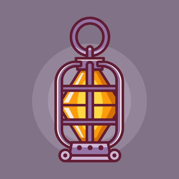 Lanterna de acampamento ou ícone da lâmpada de querosina —  Vetores de Stock