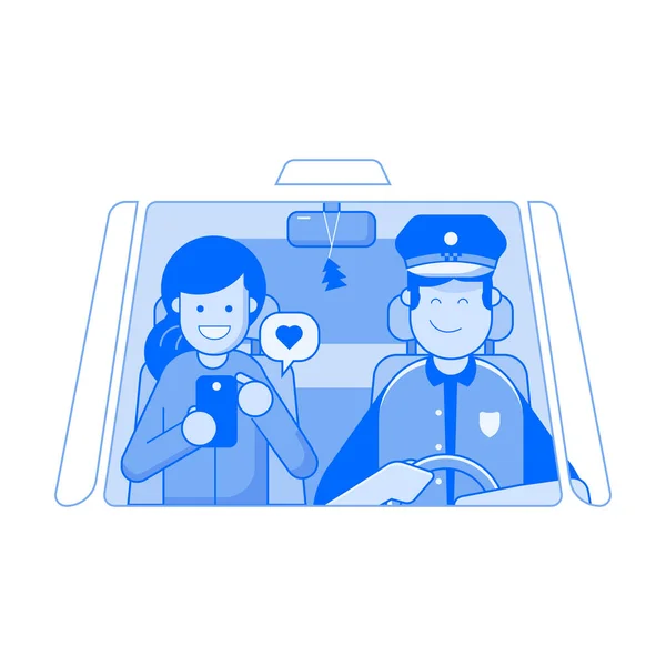 Taxi Service Concept met bestuurder en passagier — Stockvector