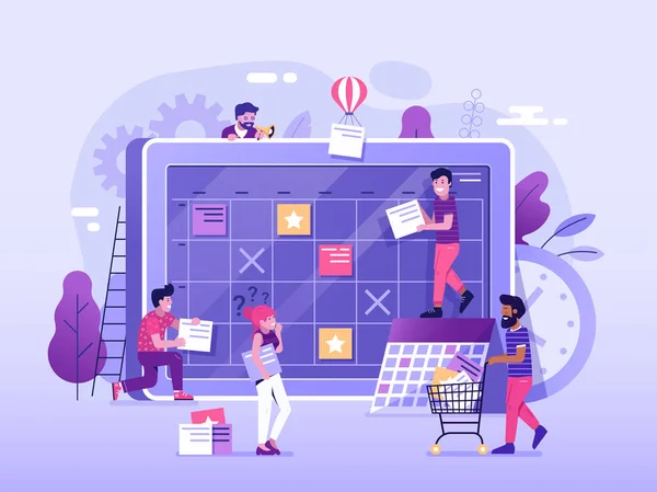 Scrum Board Arbeitsplanung ui Illustration — Stockvektor