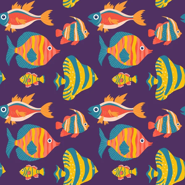 Επαναλαμβανόμενο μοτίβο με τροπικά ψάρια — Διανυσματικό Αρχείο