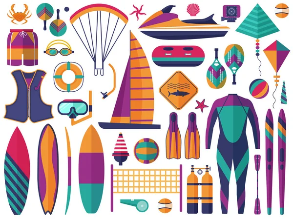 Beach Water Sports Icons Set — Stock Vector