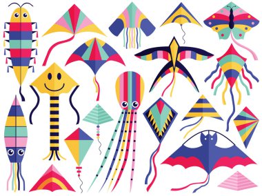 Flying Kite Festival Collection Set clipart