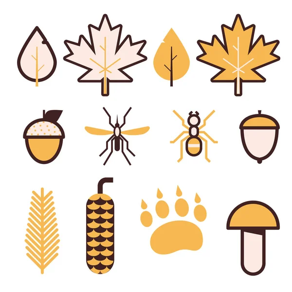 Forest Life Line Icons