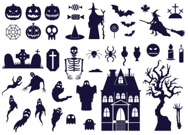 Bw Simgeli Cadılar Bayramı Tasarım Öğeleri Seti