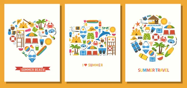 I Love Summer Holidays Modelos de impressão de cartões — Vetor de Stock