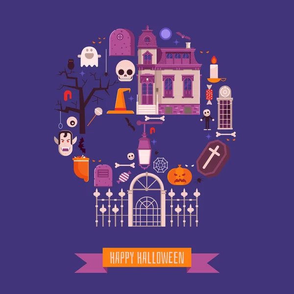 Feliz Halloween Night Print ou Design de Cartão — Vetor de Stock