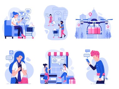 Düz Online Mobil Alışveriş Modern İnsanlar