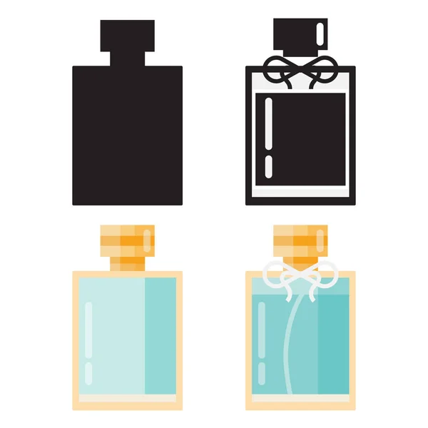 Iconos planos de agua de baño en botella de perfume — Vector de stock