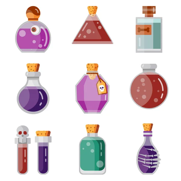 Potion Bouteilles magiques Fantaisie Flat Gaming Icône — Image vectorielle