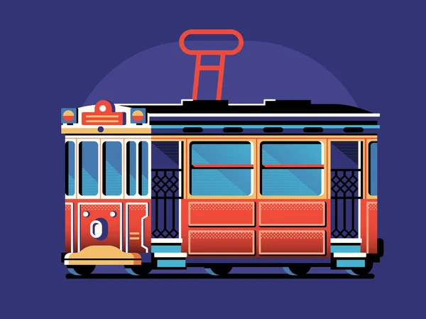 Tram rouge rétro Istanbul au design plat — Image vectorielle