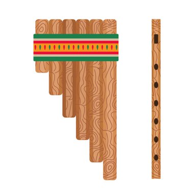 Mexican Ethnic Pan Flute Music Instrument in Flat clipart