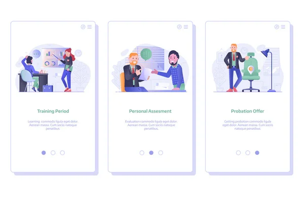Arbeitssuche und Rekrutierungsprozess UI-Screens — Stockvektor
