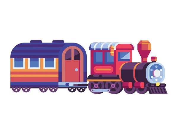 Train à vapeur rétro avec wagon à plat — Image vectorielle