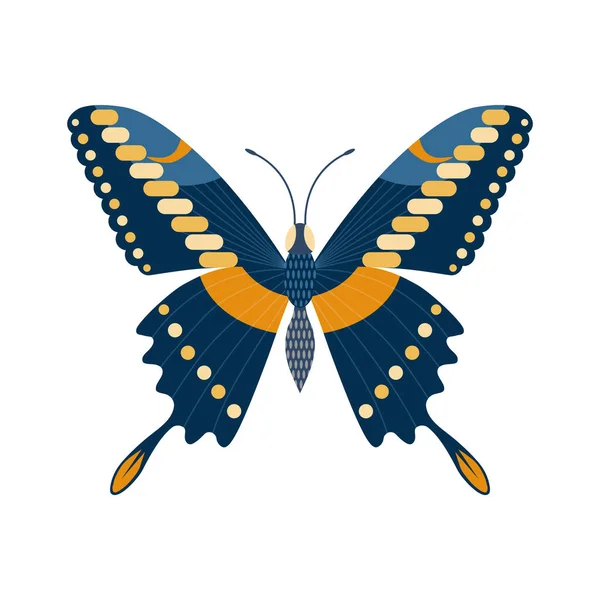 Icona tropicale variopinta della falena della farfalla nel fumetto — Vettoriale Stock